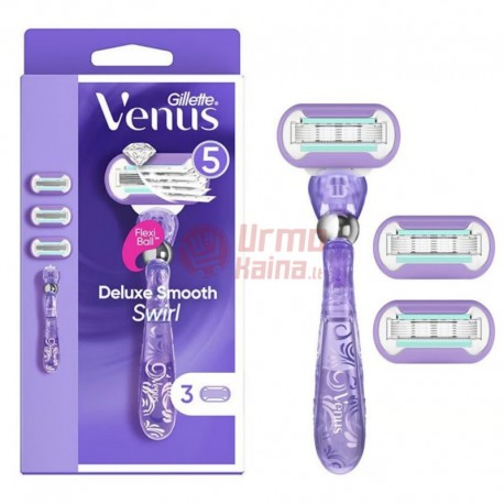 Gillette Venus Swirl Deluxe skustuvas ir galvutės 3 vnt.